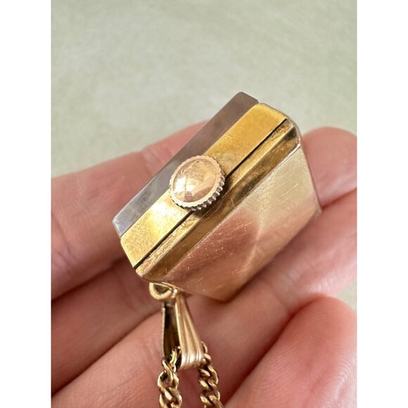 Antique Art Deco Seiko Empire 12kt gold filled Manual square timepiece necklace - Picture 6 of 12